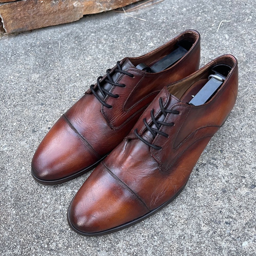 Zara Brown Leather Oxfords Classic Design